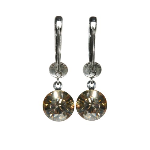 Black Jack Ohrhänger mit längl. Verschluss in Crystal Golden Shadow Fassung Silber