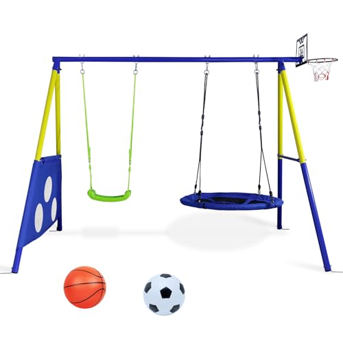 CCLIFE Schaukelgestell Outdoor 200kg Multifunktionales 4-in-1 Schaukelgestell Metall Kinderschaukel Nestschaukel mit Gestell Outdoor ZERRO