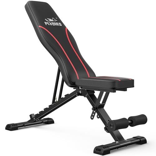 FLYBIRD Verstellbare Hantelbank, vielseitige Trainingsbank mit 300 kg Belastbarkeit, geeignet für Ganzkörpertraining, multifunktional/faltbar/neigbar/kippbar