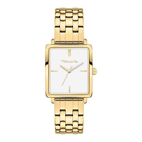 Tamaris Damenuhr mit eckigem Gehäuse & Edelstahlband oder Lederband – Schlichte Armbanduhr für Damen in Silber, Gold, Roségold, Schwarz, Blau, Grün, Lila UVM
