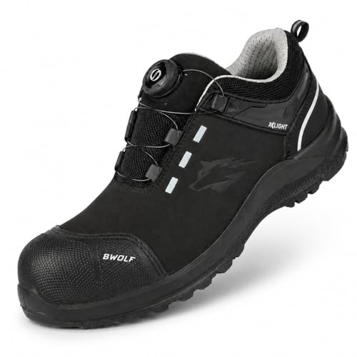 BWOLF Defender FIT S3S Sicherheitsschuhe Herren Damen – Leichte Sicherheitsschuhe S3, Wasserdicht, Metallfrei, Kompositkappe (Schwarz, EU Schuhgrößensystem, Erwachsene, Numerisch, M, 43)