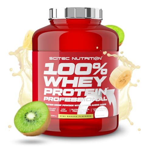 Scitec Nutrition 100% Whey Protein Professional - Angereichert mit zusätzlichen Aminosäuren und Verdauungsenzymen - Glutenfrei - Palmölfrei, 2.35 kg, Kiwi-Banana