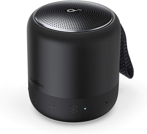 soundcore Anker Mini 3 Bluetooth-Lautsprecher, Kompakter Lautsprecher mit BassUp und PartyCast Technologie, USB-C, Wasserschutz IPX7, Individueller EQ
