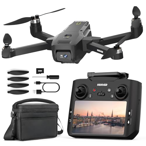 K600GPS Drohne mit 1080P EIS Kamera, 4,5'' FPV Bildschirm, Automatische Rückkehr, Bürstenloser Motor, RC Quadrocopter für Erwachsene, Kinder und Anfänger, Gestensteuerung, 22 Minuten Flugzeit