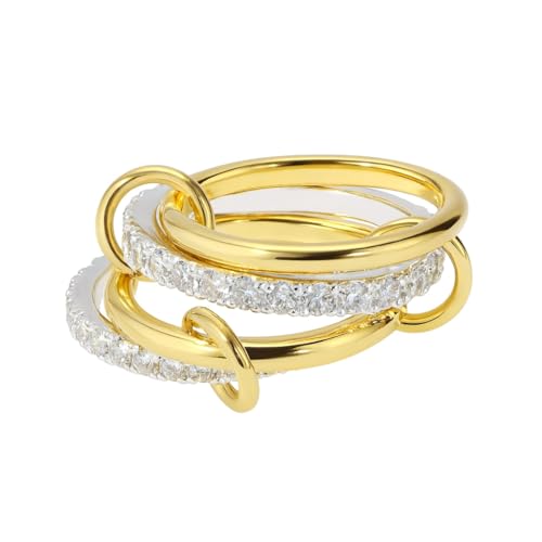 Ringe Gold Wasserfest Damen, 18K vergoldete Ring Set Gold Silber, vergoldete Ringe stapelbar, hypoallergener Daumenring, Mehrgliedriger Ring, Fingerringe Gold Damen Set Trauring, Verlobungsring