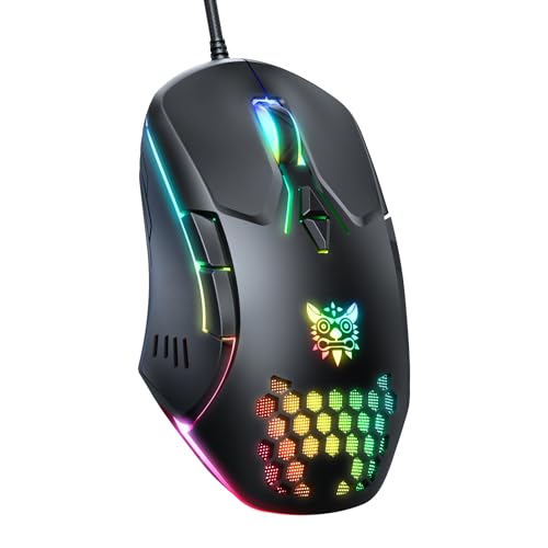 Kabelgebundene PC-Gaming-Maus: Hochpräziser Sensor, RGB-Hintergrundbeleuchtung, einstellbare DPI, 7 programmierbare Tasten, ergonomische Maus für Büro und Gaming unter Windows/Mac/Linux/Chrome OS