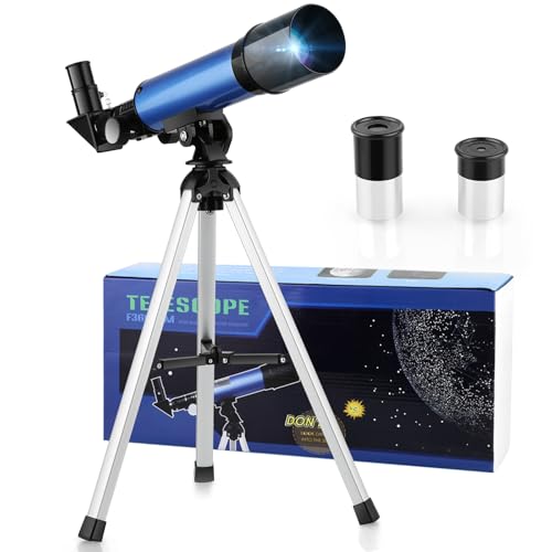Cowiewie Teleskop Astronomisches Einsteiger Teleskope für Himmelsbeobachtung Kinder Zoom 360/50mm HD Telescope für den Außenbereich tragbares Refraktor-Spektiv