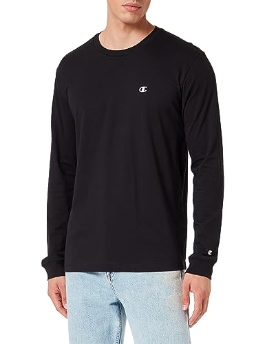 Champion Legacy Basics-L-s Crewneck Langarmshirt für Herren, Schwarz, Large