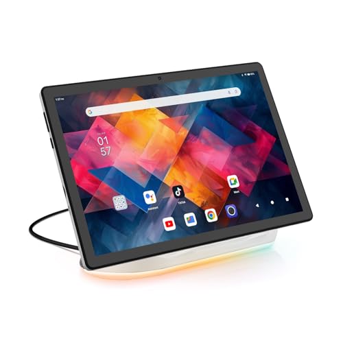 2026 Verbessertes Tablet, Android 15 Tablet 10 Zoll mit Bluetooth-Lautsprecher-Dock, 24 GB RAM+64 GB ROM+1 TB TF, Octa-Core Tablet , Dual-Kamera, Langlebiger Akku, 1280*800, Wi-Fi 6&BT 5.3(Schwarz)