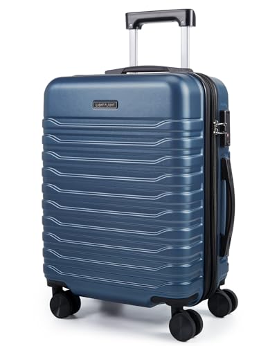 LIGHT FLIGHT Handgepäck Koffer Trolleys TSA, Erweiterbarer 55 x 38 x 22cm | 33L-41L, ABS+PC, 3150g, 4 360° Doppel-Rollen Silent Spinner Rädern passend für (vor der Erweiterung) easyJet,Lufthansa,Condor