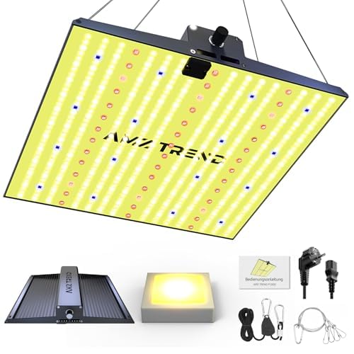 AMZTREND P1800 Growing Lights for Indoor Plants Full Spectrum LED Grow Lights 120 Watt Lamp with 4 Levels Dimming 0%–100% Plant Light for Grow Tent 60 x 60 cm