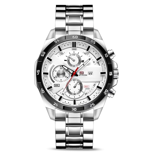 OFFCUP Herren Uhr Männer Analog Quarz Chronograph wasserdichte Edelstahlarmband, Armbanduhren Herren mit Datum, Uhren Mode Casual Business Uhr für Klassische Elegantes Geschenk