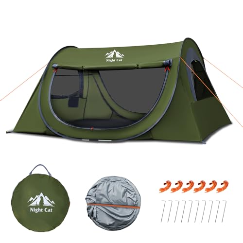 Night Cat Wurfzelt 2 Personen Wasserdicht: Pop Up Camping Zelt Atmungsaktiv Einfache Einstellung im Park und Garten