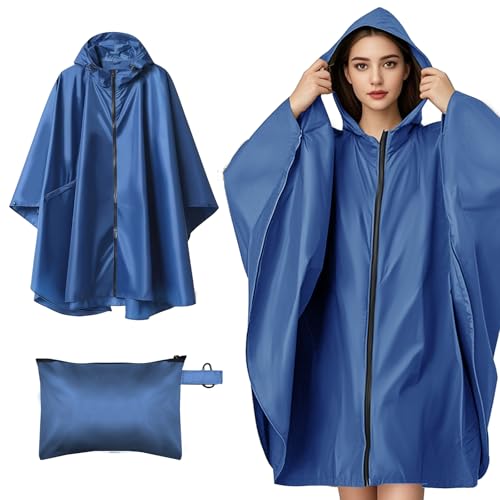 Jokureao Wasserdichter Regenponcho mit Tragetasche, Winddichte Regenbekleidung für Damen & Herren, Leicht & Kompakt für Fahrrad fahren, Reise, Trekking, Wiederverwendbarer Regenmantel