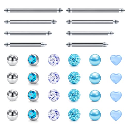 Briana Williams Zungenpiercing Brustwarzenpiercing Chirurgenstahl 14G Piercing Barbell Silber 12/14/16/18/20mm Stablänge