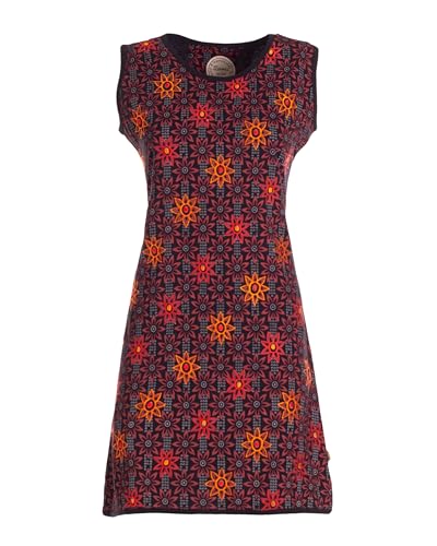 Vishes Damen Longshirt-Kleid mit Blümchen in Schwarz I Größe S (36) I Handgefertigt aus 100% Baumwolle I Stylisches Sommerkleid für Freizeit & Alltag I Nachhaltige Alternative Bekleidung