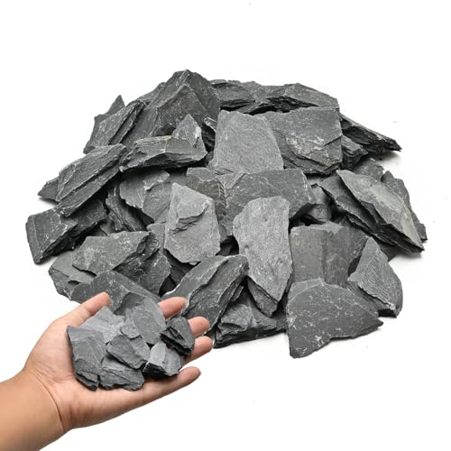 KINGRUI Natürliche Schiefersteine 3-6cm – Dekorative Natursteine für Miniaturlandschaften, Feengärten, Bonsai, DIY Basteln, Aquarien & Terrarien – 0.5kg