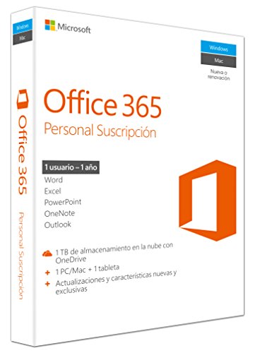 MS Office 365 Personal Mac/Win Subscription P2 EuroZone Medialess 1Year Spanish (ES)