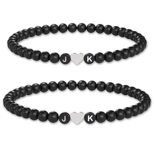 Meinearmbänder Personalisierte Partner Armbänder für Paare - Armband mit 2 Buchstaben - Freundschaftsarmbänder als Geschenk für Sie & Ihn