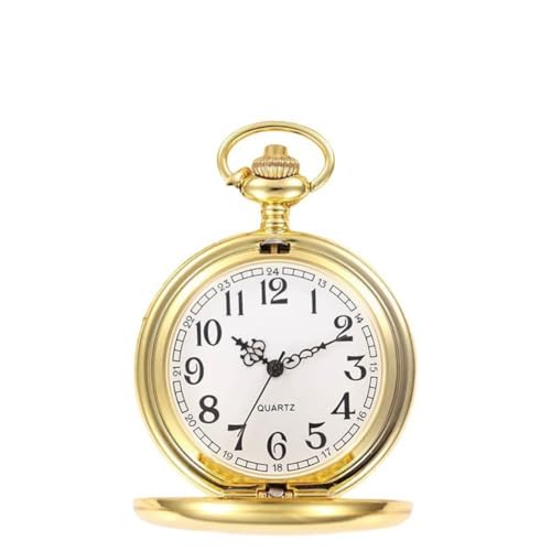 Cerioll Vintage Taschenuhr, Retro Quarz Mit Kette, Antik Kettenuhr Mit Arabischen Ziffern, Klassische Herren-Taschenuhr, Gold