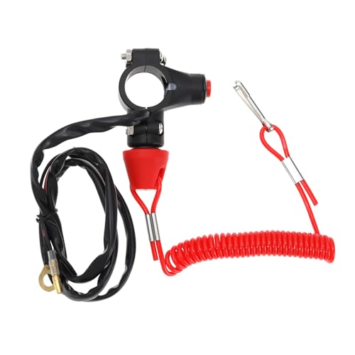 Create idea Stop Kill Schalter Taste Not Aus Schalter Taste Lanyard Trennschalter Taste 2 Draht Universal Schalter Taste Kompatibel mit Pocket Bikes Mini Offroad Bikes