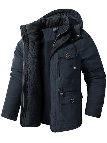 Mr.Stream Herren Winter 3-in-1-hooded Jacket winddichtes Kunstpelzfutter Windjacke Mantel-Oberbekleidung wärmen Parka US M/Asia Tag 2XL(Fit 171-188 lb) Blau