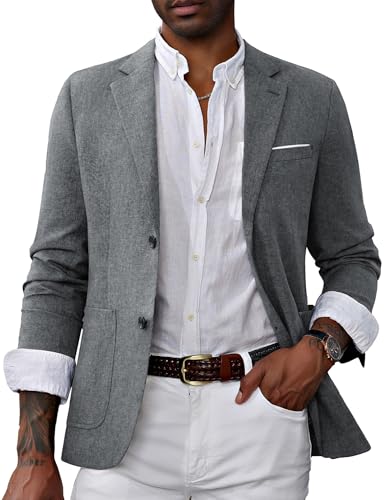 PaulJones Sakko Herren 2 Knöpfe Anzüge & Sakkos für Herren Regular Fit Modern Hellgrau L