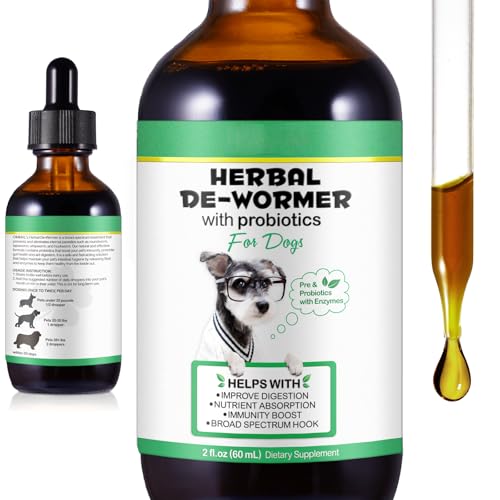 Wurmtropfen für Hunde - Natürliche Wurmkur mit Probiotika | Vorbeugung & Bekämpfung von Würmern und Parasiten | Förderung der Darmhygiene | Flüssige Entwurmung für Hunde Ohne Chemie | 60ml