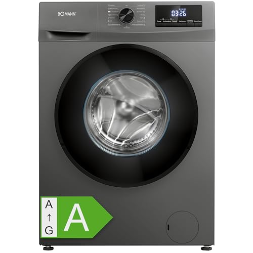 Bomann Waschmaschine 7kg | max. 1400 U/min | 10 Jahre Motor-Garantie | effizienter, leiser & langlebiger Invertermotor | 15 Programme | Endzeitvorwahl | Washing Machine WA 7175 titan - schwarz
