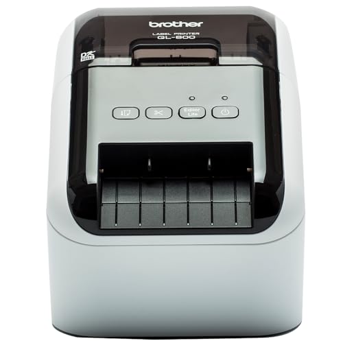Brother QL-800 Monochrom Etikettendrucker (mit Rot-Schwarz-Druckfunktion, USB-Schnittstelle, Barcodedruck, automatische Schneideeinheit)