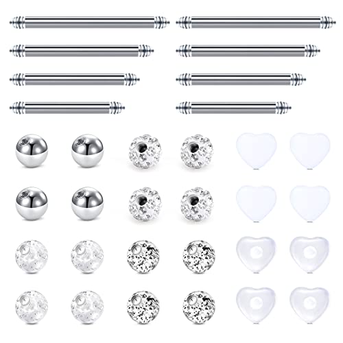 Briana Williams 14G Piercing Ersatzkugeln 5mm Zungenpiercing Chirurgenstahl Acryl 12/14/16/18mm Stablänge Straight Barbell Piercing Nipple Brustwarz