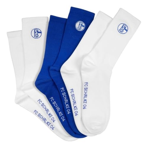FC Schalke 04 Basic Socks Socken 3er Pack (DE/NL/SE/PL, Numerisch, 43, 46, Regular, Regular, blue white)