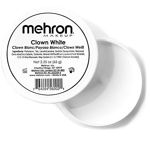 Mehron Clown White | Professionelles Creme-Make-up für Gesichtsbemalung | Weißes Gesichtsmake-up | Halloween-Clown-Make-up (65 g)