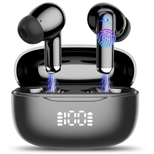 2026 Neu Bluetooth Kopfhörer, In Ear Kopfhörer Kabellos Bluetooth 5.4, 4 ENC Noise Cancelling Mic mit 40Std Tiefer Bass, Wireless HiFi Stereoton, IPX7 Wasserdicht Sport Ohrhörer LED-Anzeige, USB-C