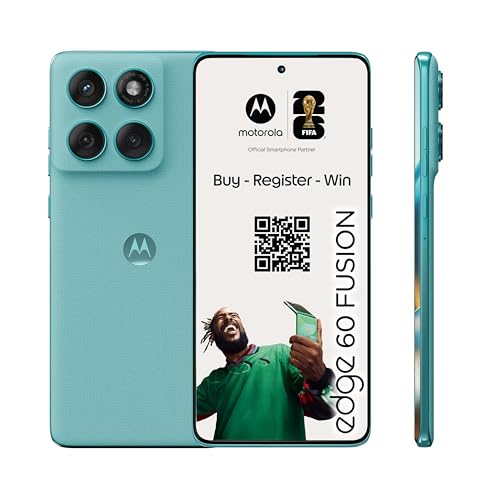 Motorola Edge 60 Fusion Smartphone (Robustes 6,67“-pOLED-Display Dank Corning Gorilla Glass 7i, widerstandsfähig, 50-MP-Kamera mit Moto-AI, 8/256 GB, 5100 mAh) Pantone Amazonite, inkl. Handyhalterung
