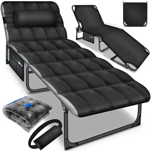 tillvex® Campingbett klappbar mit Nackenkissen & Seitentasche bis 280 kg