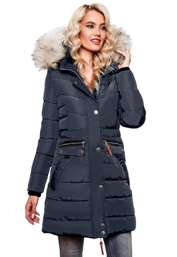 Navahoo Damen Winter Jacke Mantel Parka warm gefütterte Winterjacke B383 [B383-Paula-Blau-Gr.XXL]