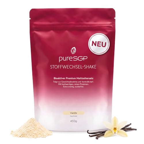 pureSGP® Stoffwechsel-Shake Vanille [450g]: Premium Abnehm-Shake aktiviert Stoffwechsel, cremig & sättigend