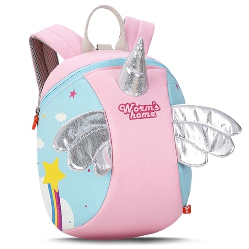 PROTAURI Rucksack Kinder für Mädchen 2-5 Jahre, Kindergartenrucksack mit Sicherheitsleine Kita Rucksack Wasserabweisend und Leicht, Rosa