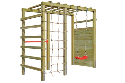 Gartenpirat Kinder Klettergerüst Jolly Roger mit Kletterwand Schaukel Reckstange Spielturm 240 x 120 x 219 cm