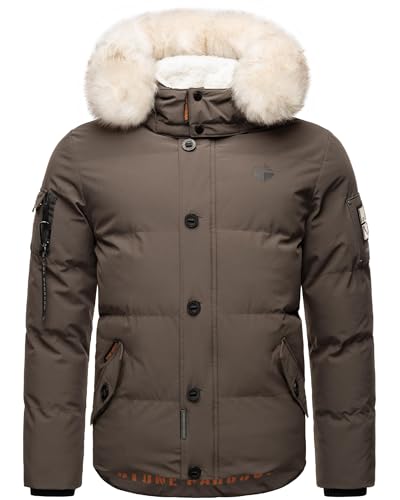 STONE HARBOUR Herren Winterjacke Parka mit Abnehmbarer Kunstfellkapuze Halvaar Anthracite mit weißem Fell Gr. XXL