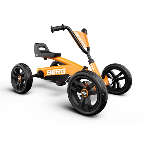 BERG Buzzy Orange Kinder Go-Kart ab 2 Jahren, Oranges Tretfahrzeug Kettcar, Robustes Kindergokart Tretauto mit 4 Flüsterreifen