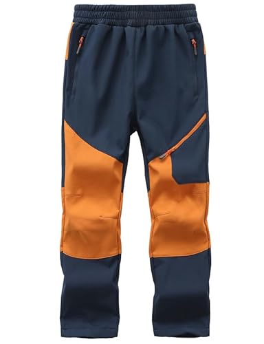 HFDWYJ Winterhose Kinder Gefütterte Skihose Jungen Thermohose wasserdichte Winddichte Wanderhose Outdoor Softshell Hose