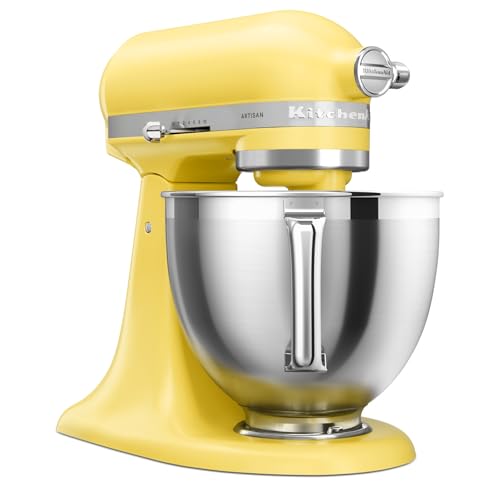 KitchenAid 5KSM195PSEBT Küchenmaschine 4,7 l Butter – ARTISAN, mit kippbarem Motorkopf, 2 Edelstahlschüsseln, Gehäuse aus Spritzgussmetall