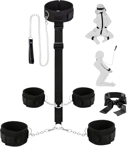 BDSM Bondage-Set Sex spielzeug für die Paare,Bondage fesseln Sexspielzeug für Paare Extrem Sex Bondage Set mit Einstellbar Halsband & Handschellen für sexspiele BDSMS Spielzeug Extrem für Frauen