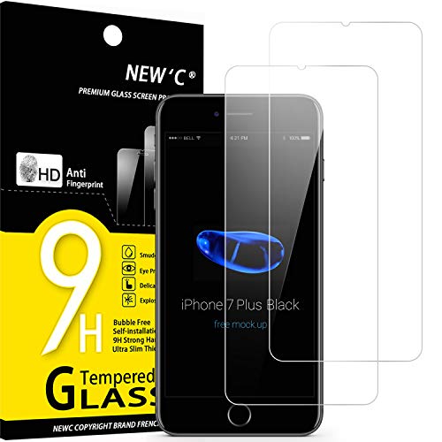 NEW'C 2 Stück für iPhone 7 Plus, iPhone 8 Plus für Panzerglas, Frei von Kratzern, 9H Härte, HD Displayschutzfolie, 0.33mm Ultra-klar, Ultrabeständig