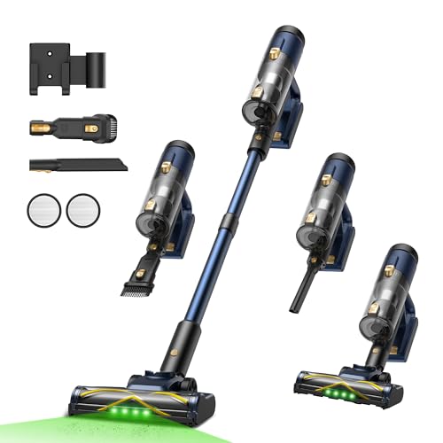Vexilar Akku Staubsauger 50000Pa/450W/50Min, Staubsauger Kabellos mit Green LED, Leichter 6-in-1 Akkusauger für Teppich Hartböden Vorhang Auto Haustierhaare