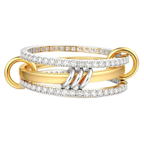 Dochais Gold Silber Ring Damen 18k Vergoldete Wasserfest Goldene Ringe Set Stapelbar Verlobungsring Eheringe Statement Daumenring Fingerring Hypoallergene für Frauen Herren Schmuck Größe 52-65