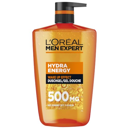 L'Oréal Men Expert XXXL Duschgel und Shampoo für Männer, Duschbad zur Reinigung von Körper, Haar und Gesicht, Herren Körperpflege für langanhaltende Frische mit Taurin, Hydra Energy, 1 x 1000 ml