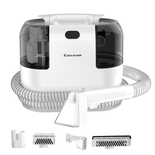 COCEAN Polsterreiniger Gerät Nasssauger Waschsauger, 500W Kompaktes Waschsauger Tiefenreinigung von Flecken, Nasssauger für Teppiche, Polster, Sofa, Auto, Haustiere & Mehr (White)